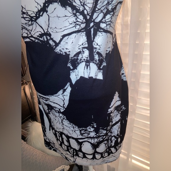 Misslook SKULL and Raven Black and white Tank top midi length dress plus size 3X - Picture 14 of 16